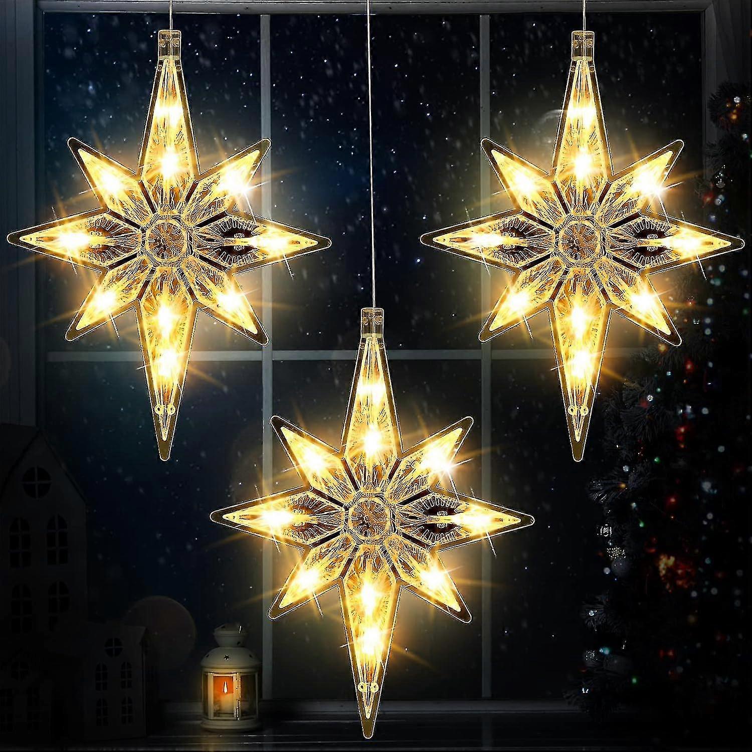 10,6 polegadas Belém luzes de Natal plástico iluminado led silhueta grandes estrelas penduradas