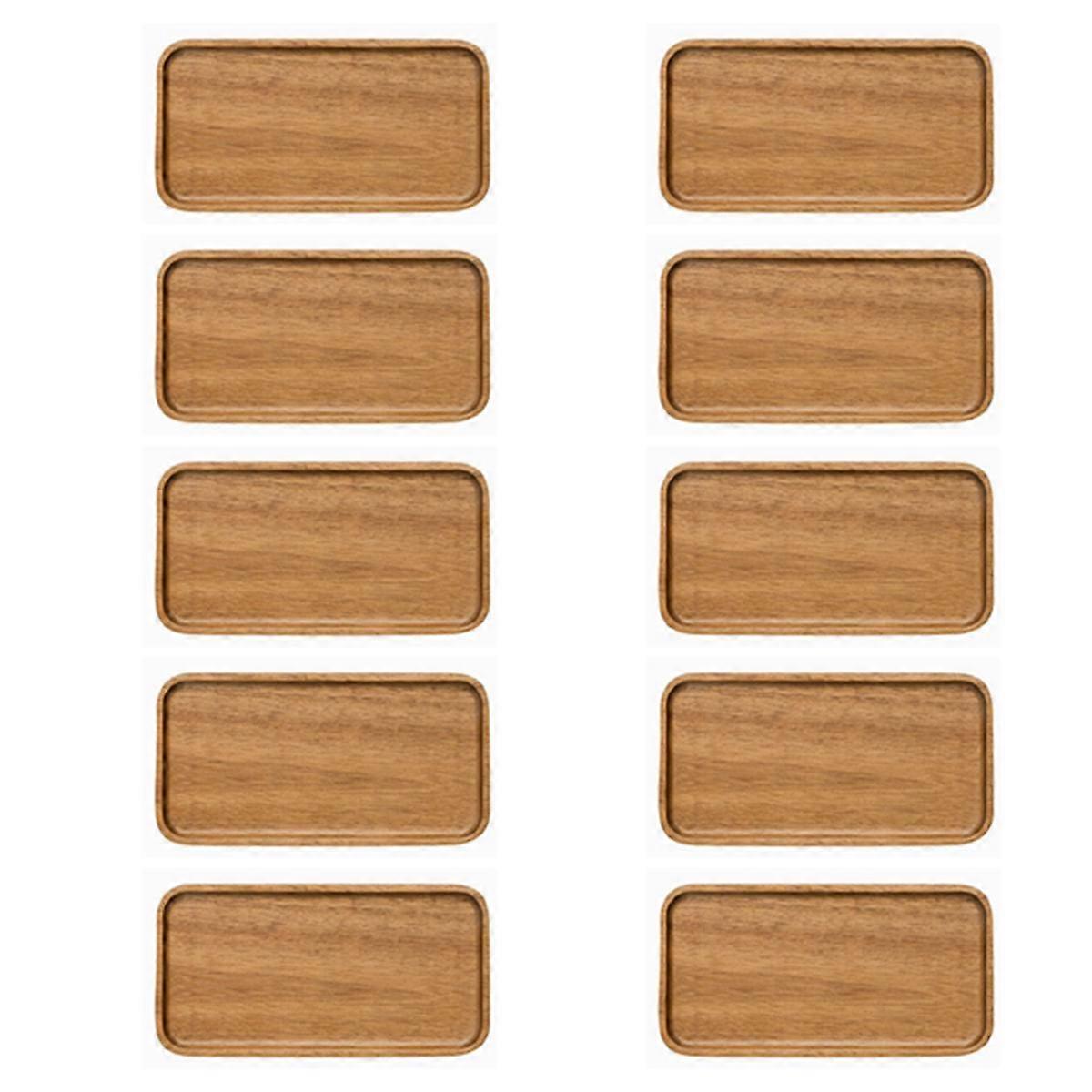 10X Serving Tray, Rectangular Solid Wood Flat Bottom Plate, Fruit Plate, Saucer, Tea Tray, Dessert