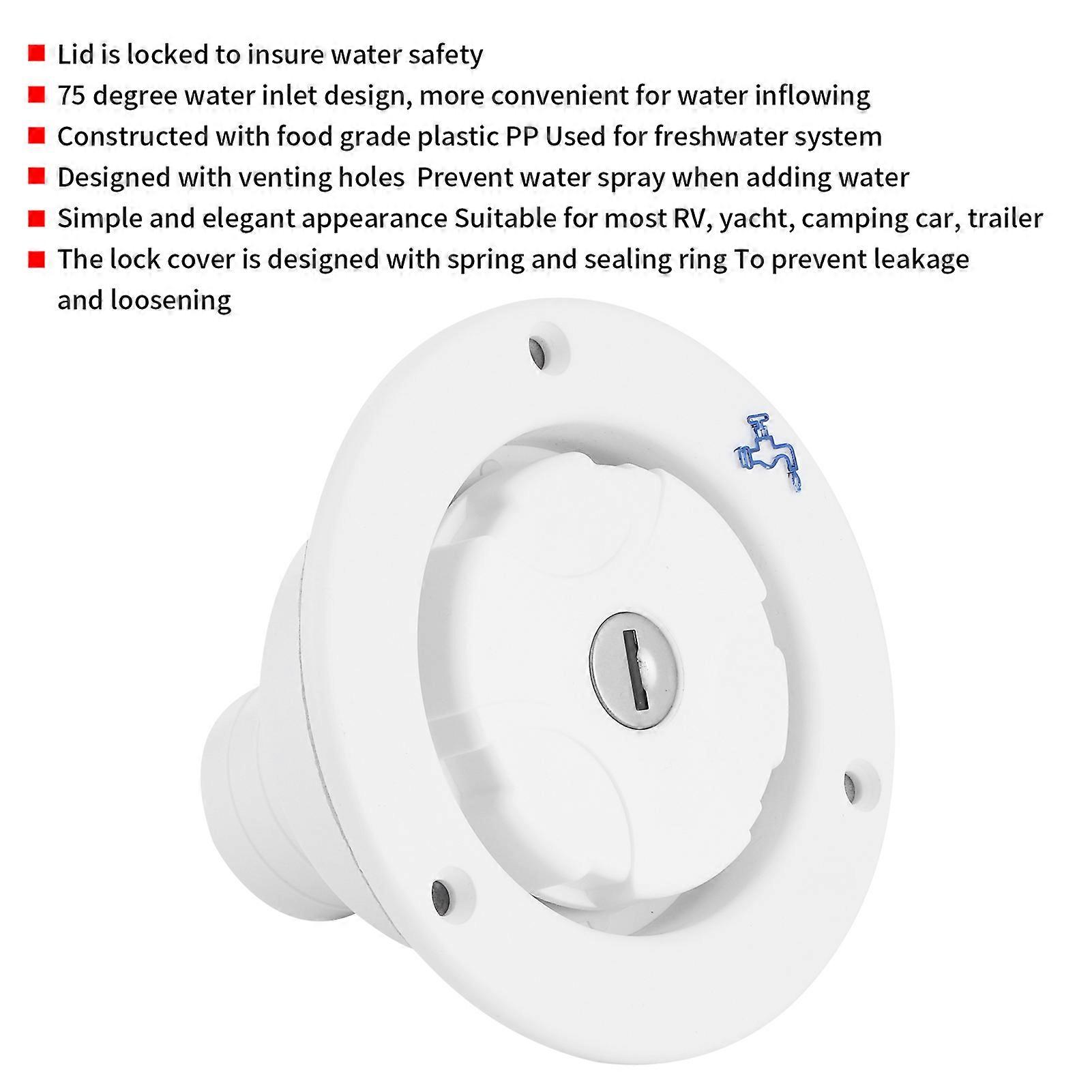 Round Water Inlet Fill Lock Tank Filling Port W/Key for RV Yacht ...