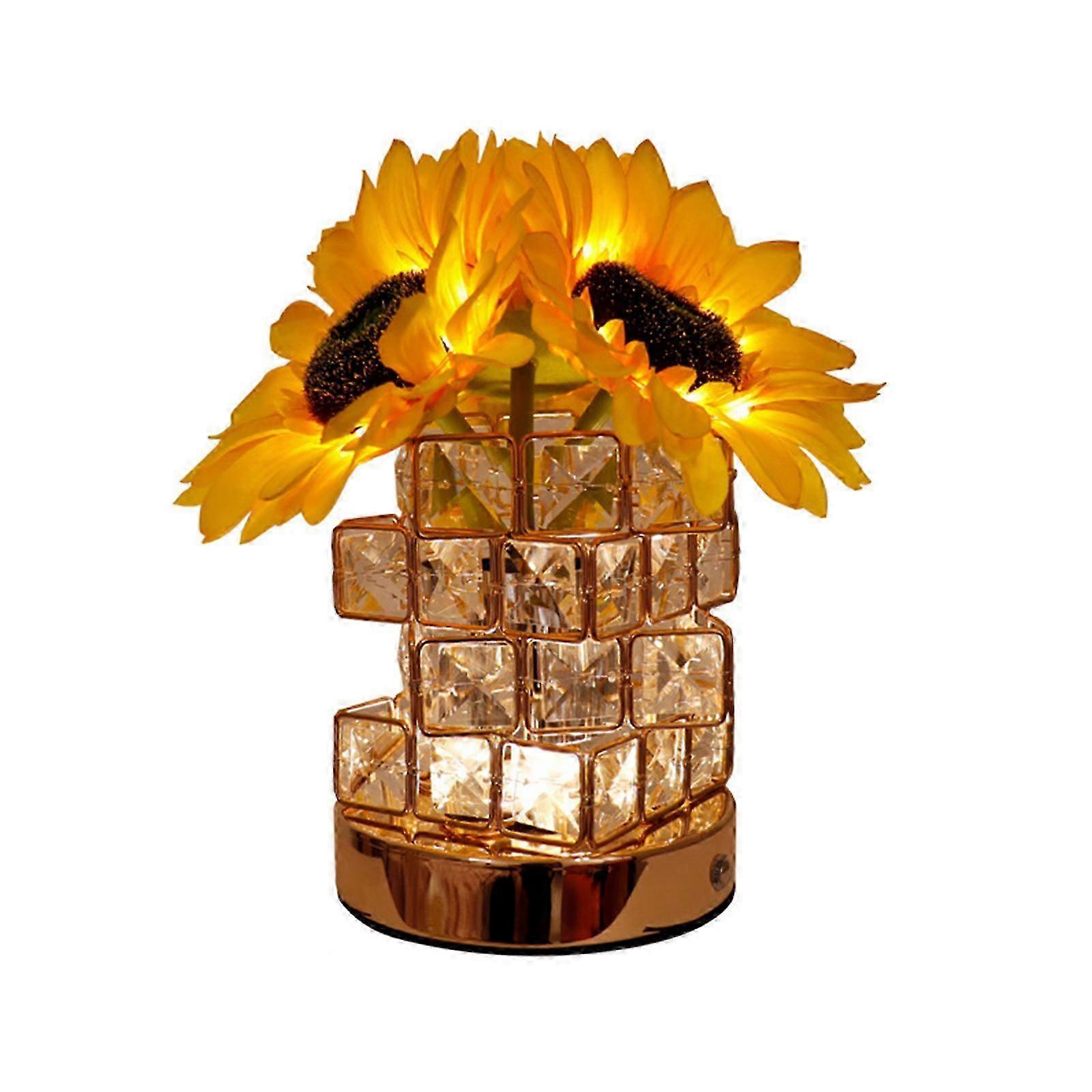 Lampada a fiori di girasole, piccola luce notturna dimmerabile a 3 colori, ricaricabile tramite USB