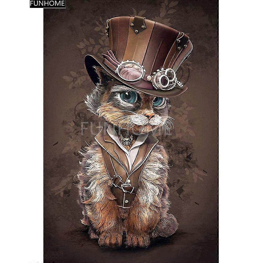 New 5d Diy Full Drill Diamond Painting Embroidery Cross Stitch Rhinestone Mosaic Painting Kits Needlework Decor Mechanical Cat Funhome