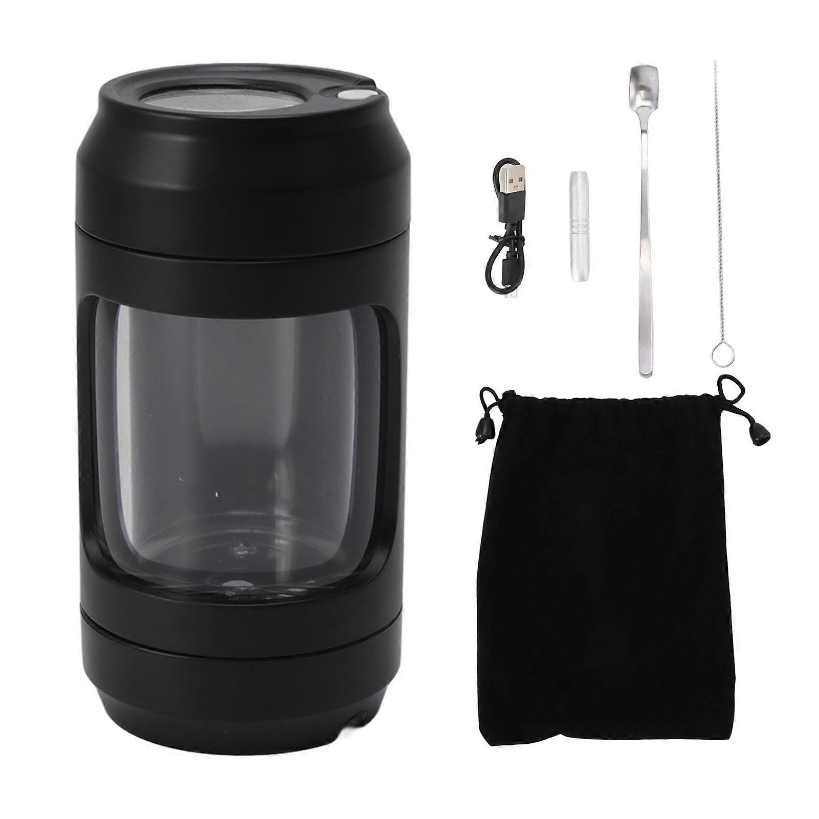 Light Up LED Cigarette Jar 8X Magnification Sealed LED Cigarette Jar with Grinding Function for Home Office Travel Black
