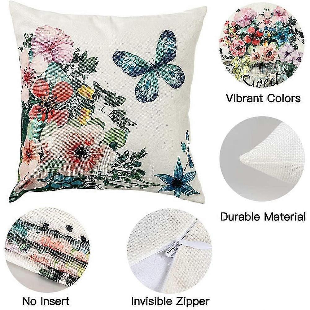 4pcs Spring Pillow Covers, Decorative Farmhouse Throw Pillows Covers