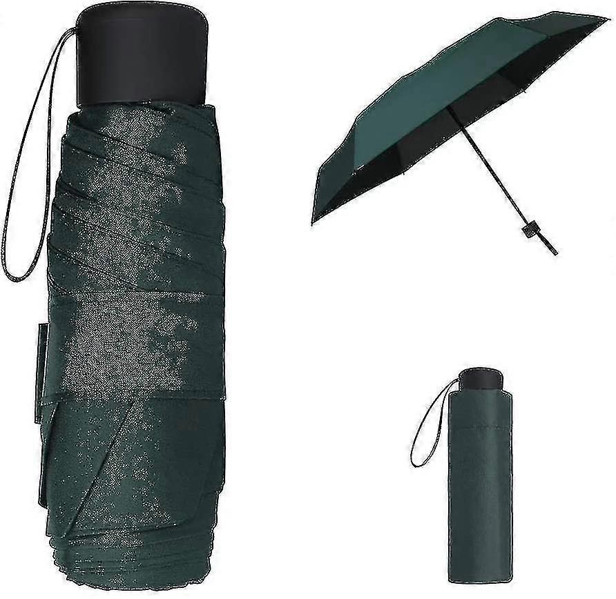 Mini Travel Umbrella. Black Compact Folding Umbrella. Small Light-weight