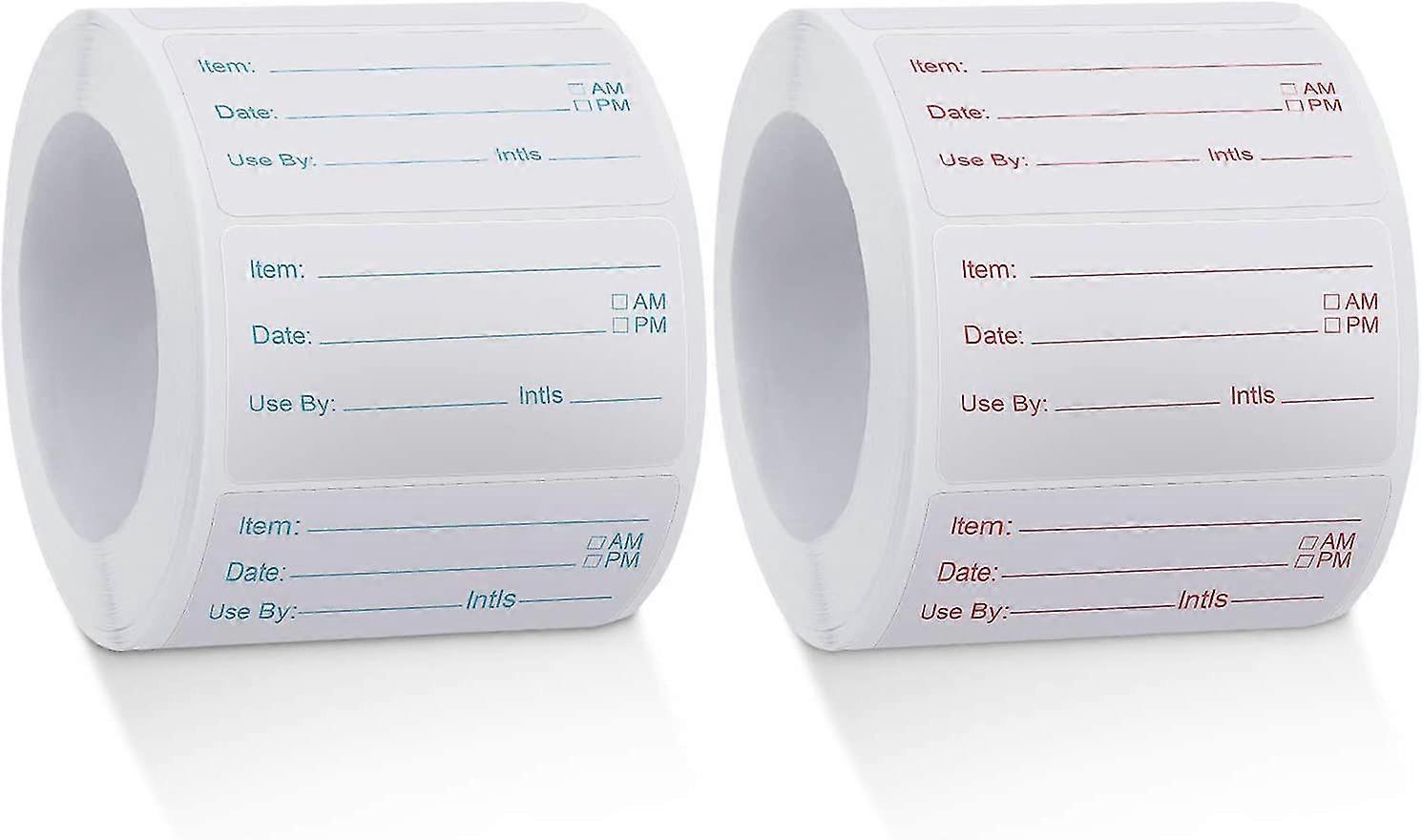 2 Rolls 1000 Pieces Dissolvable Food Labels Food Canning Removable Stickersred And Blue