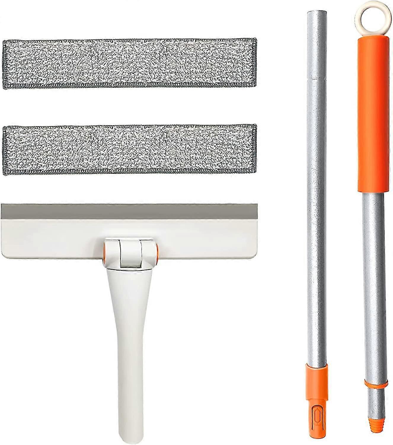 Window Squeegee, 2 In 1 Rotatable Window Cleaning Tool Kit With 48" Extendable