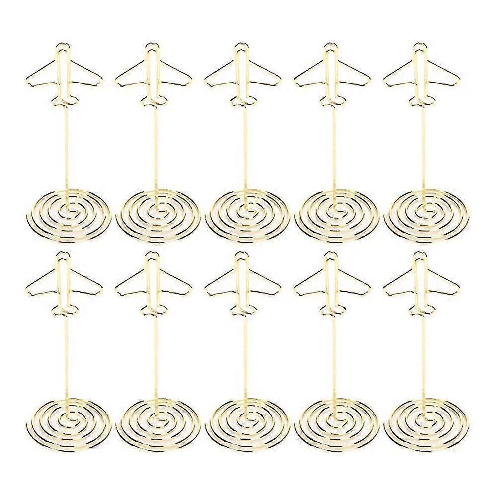 10pcs Memo Clip Holder, Table Number Name Card Holder Desktop Metal Business Card Photo Gold Plane