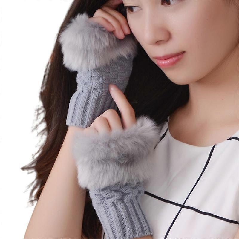 1 Pair Women Gloves Solid Color Fuzzy Plush Warm Winter Mittens for Daily Wear Qinhai
