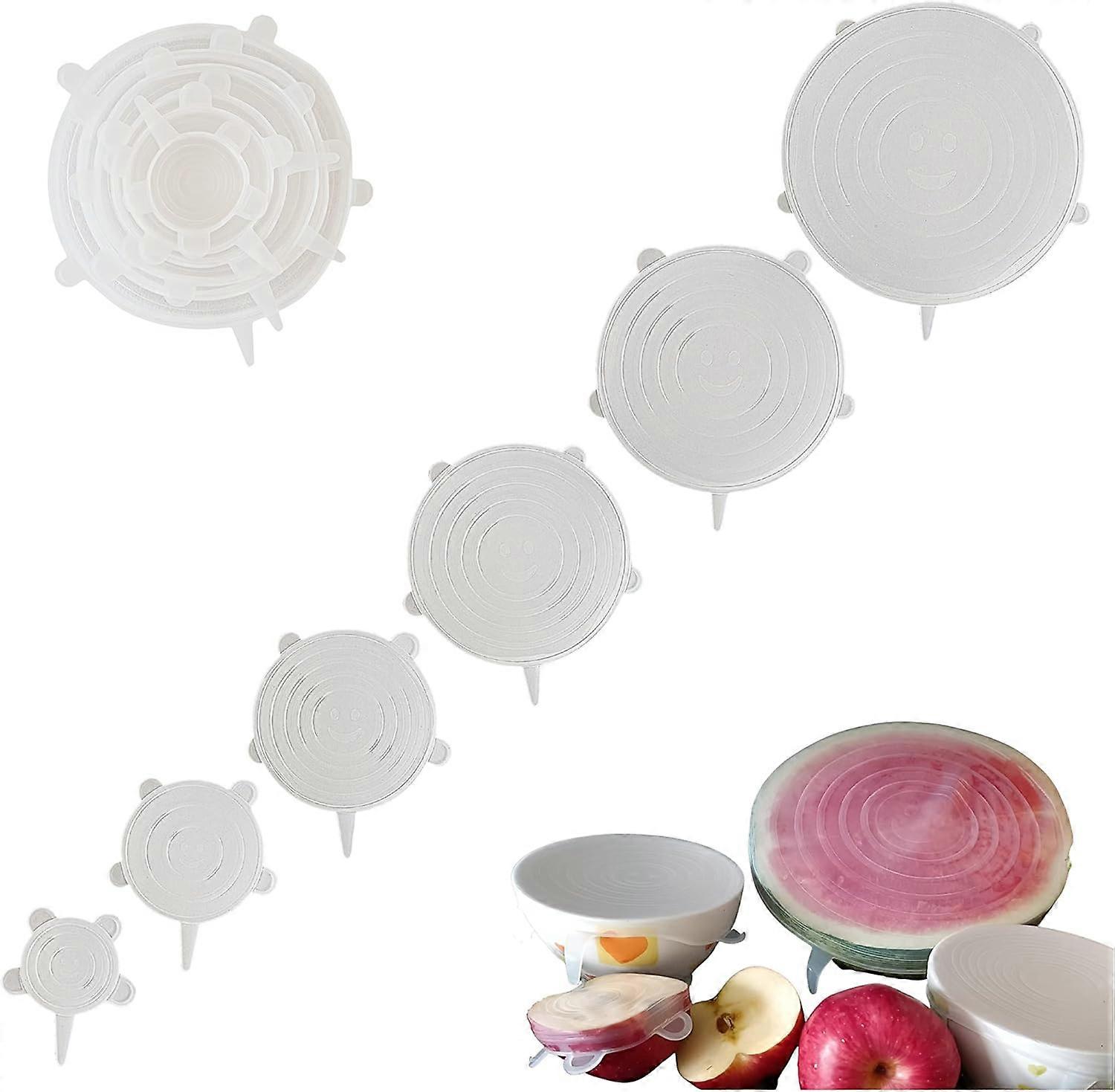 Silicone Stretch Lids - 12 Pieces Reusable Food Covers - Various Sizes Silicone Lids for Food Storage - Microwave, Freezer Use Safe - Flexible and Du