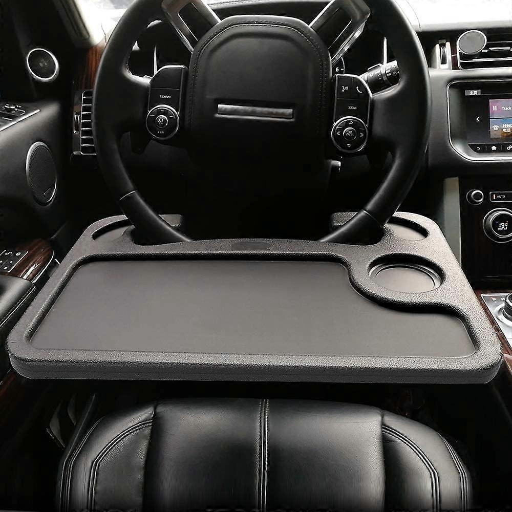 Multi-function Portable Car Steering Wheel Desk Table, Steering Wheel Double-sided Tray (Black)
