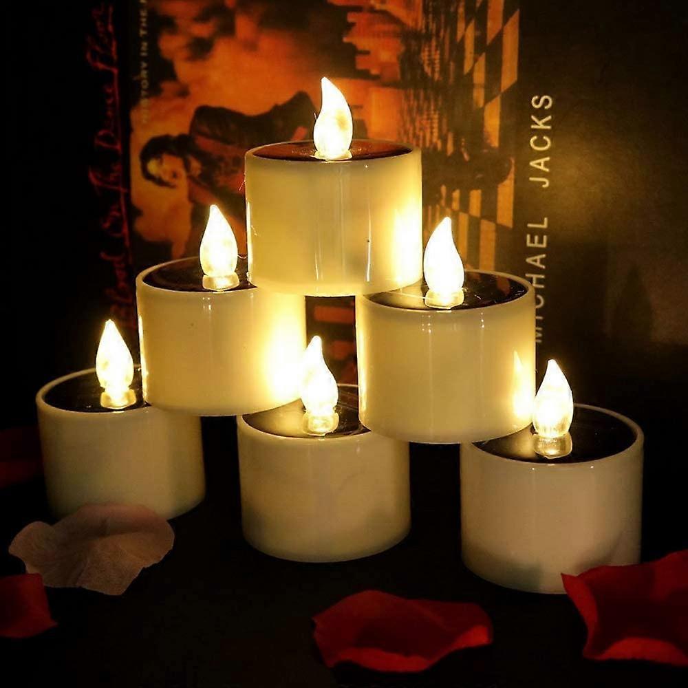6 Solar Powered Candles Flameless LED Tea Light Candle