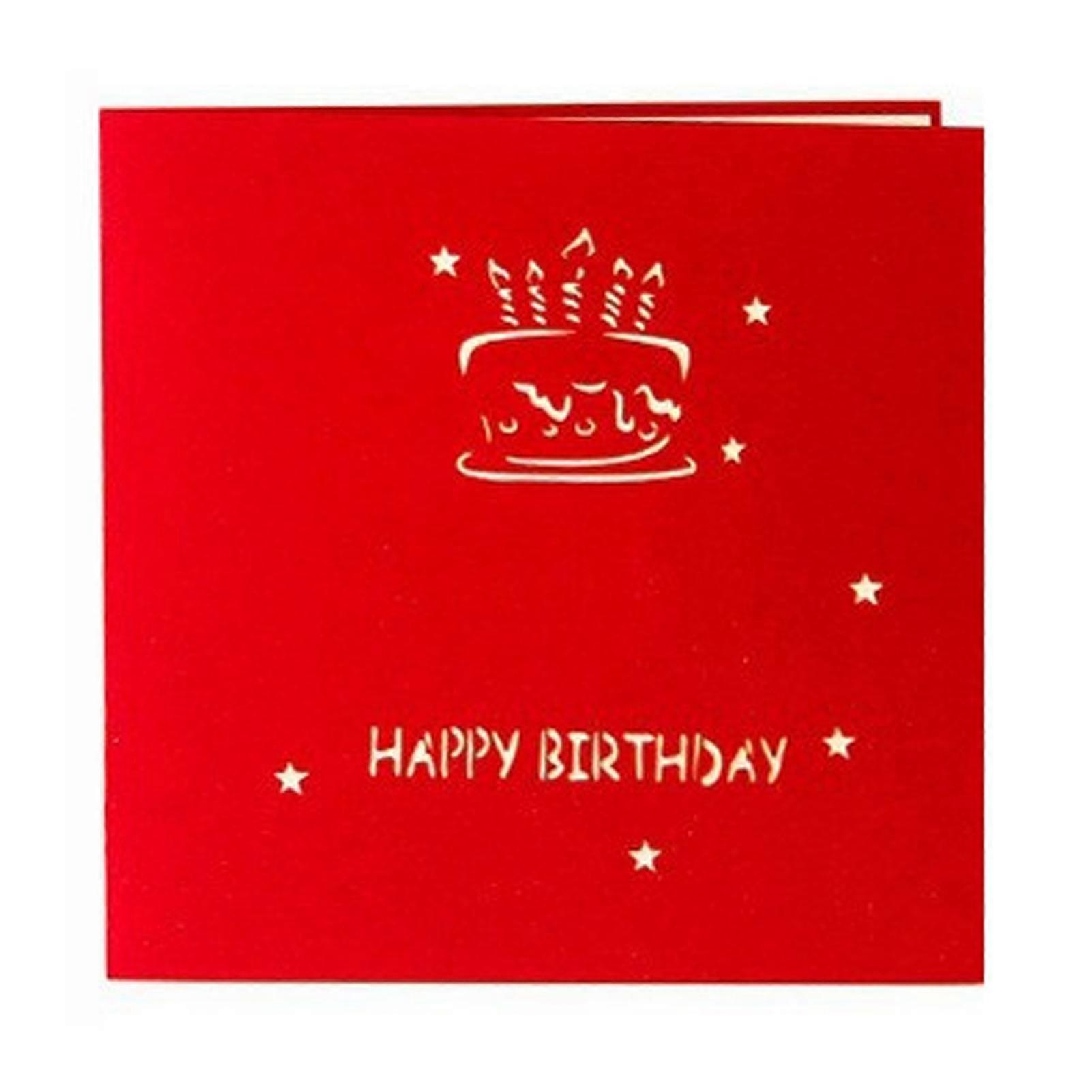Birthday Greeting Card English Letters with 3D Birthday Cake Cute Design Portable Clear Birthday Surprise Card KAESI