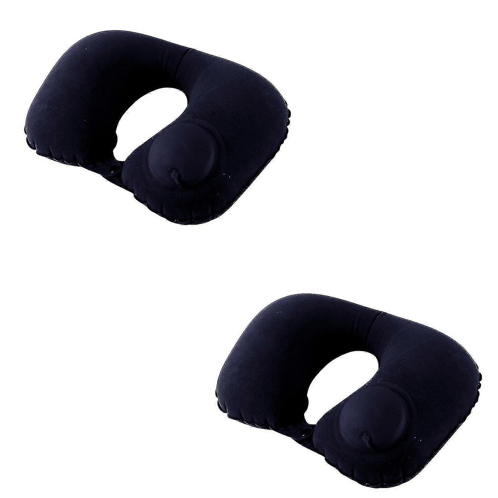 2pc Protable Soft U-shape Travel Cushion Pillow Car Inflatable Neck Pi