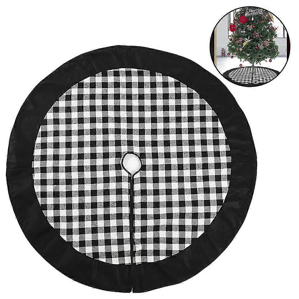 1 Pc Plaid Christmas Tree Skirt - Black And Red Checked Tree Skirts Mat For Christmas Holiday Party Decorations