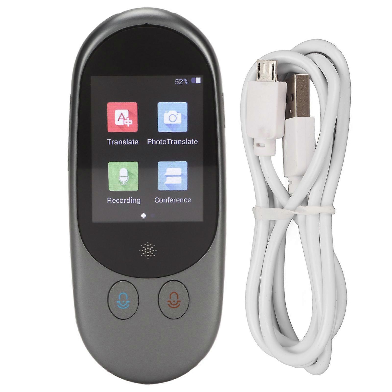 Language Translator Device 2.4in Touch Screen Real Time Two Way Translation Portable Intelligent Voice Translator Grey