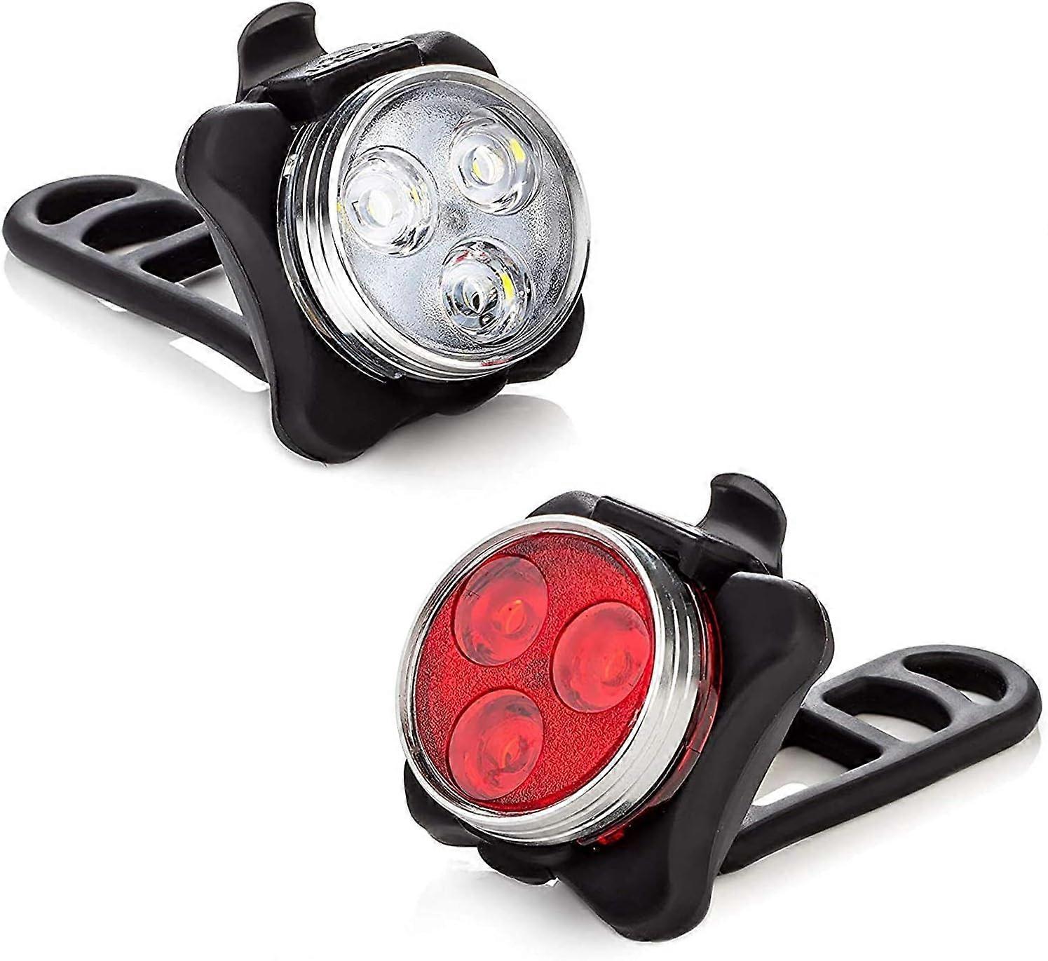 Bike Light Set - Front & Back Bicycle Light Set - USB Rechargeable - Super Bright - Extra Long Battery Life - 4 Operating Modes - Universal Strap to F
