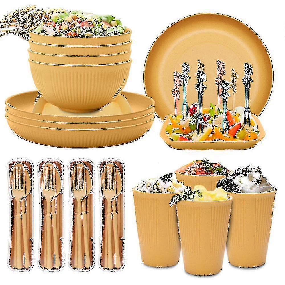 Unbreakable Dinnerware Sets Camping Plates And Bowls Set Plastic Picnic Dinner Sets