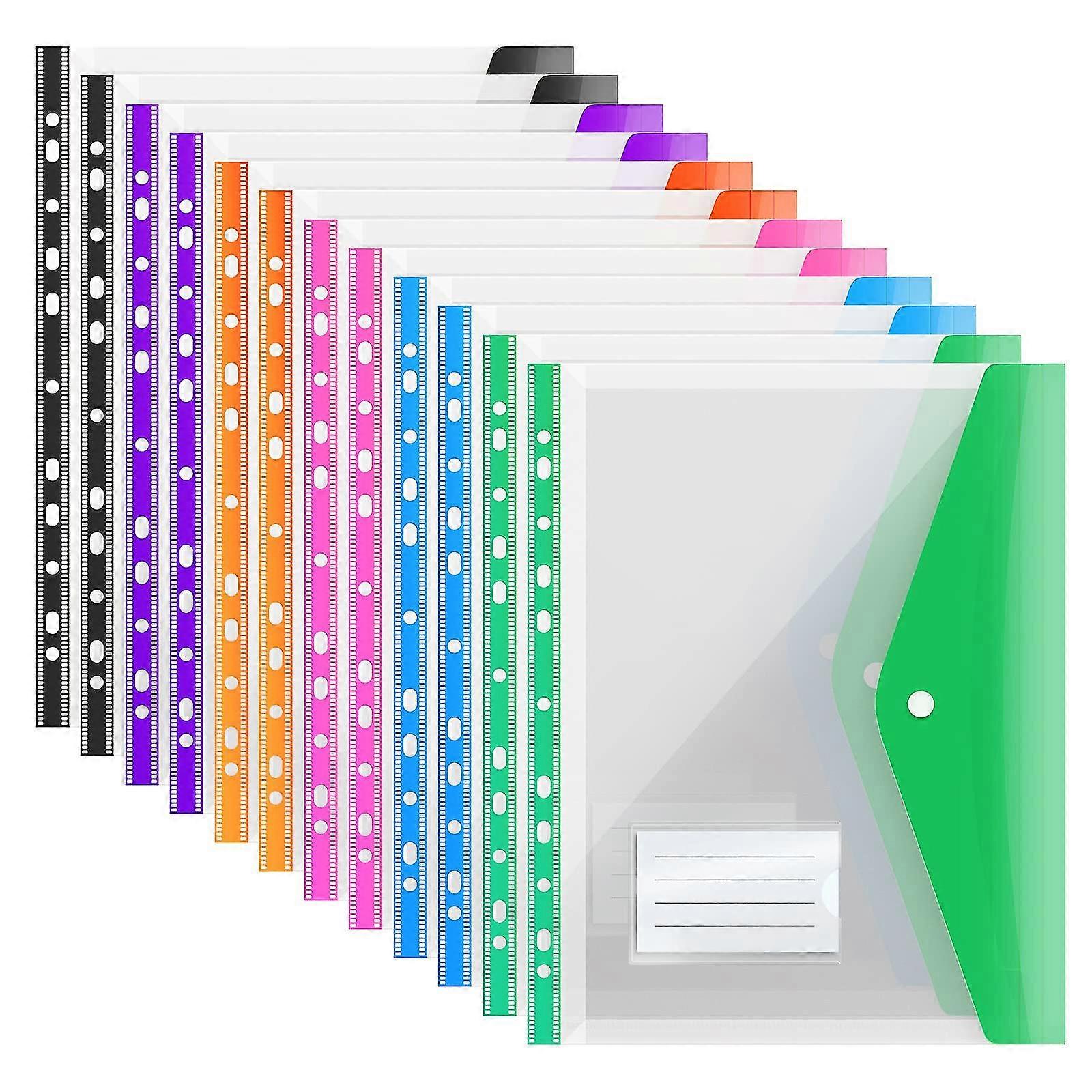 12 Pack A4 Plastic Folders 6 Colors