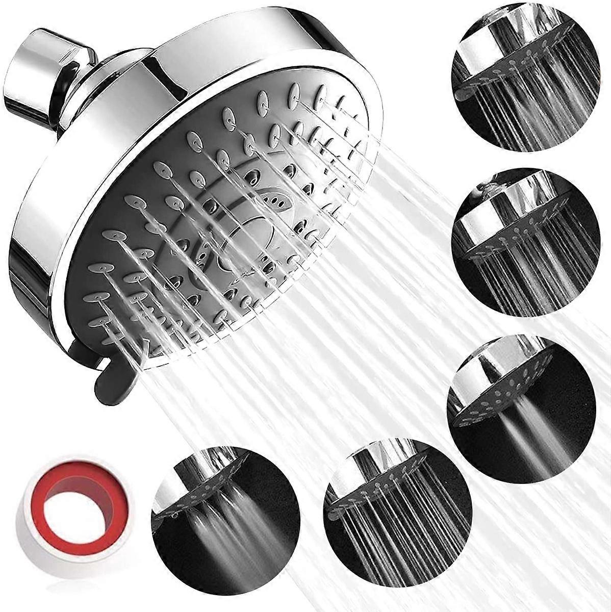 ステンレス鋼高圧調節可能なシャワーヘッド、4インチシャワーヘッド、5ポジションの節水ブースターシャワー小さなオーバーヘッドスプレー、バスルーム隠されています
