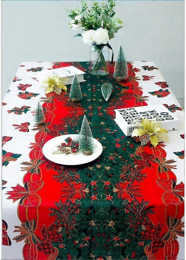 Rectangular Christmas Tablecloth Polyester 150 * 180cm Christmas Tree Patterns for Christmas Table Decoration (A) (A)