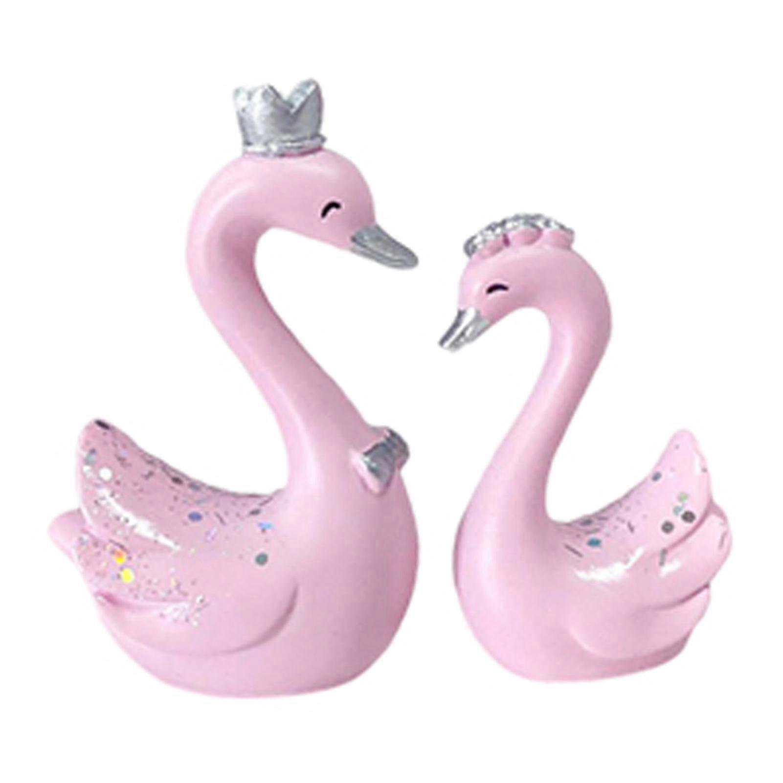 2 יחידות פסל כתר הברבור דקורטיבי מעודן מקסים בסגנון נורדי מקסים שרף כתר ברבור עוגת טופר לחתונה