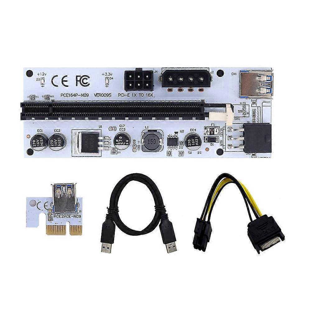 VER009 USB3.0 PCI-E Riser VER009S Express 1X to 16X Extender Pcie Riser Adapter Card SATA 15Pin to