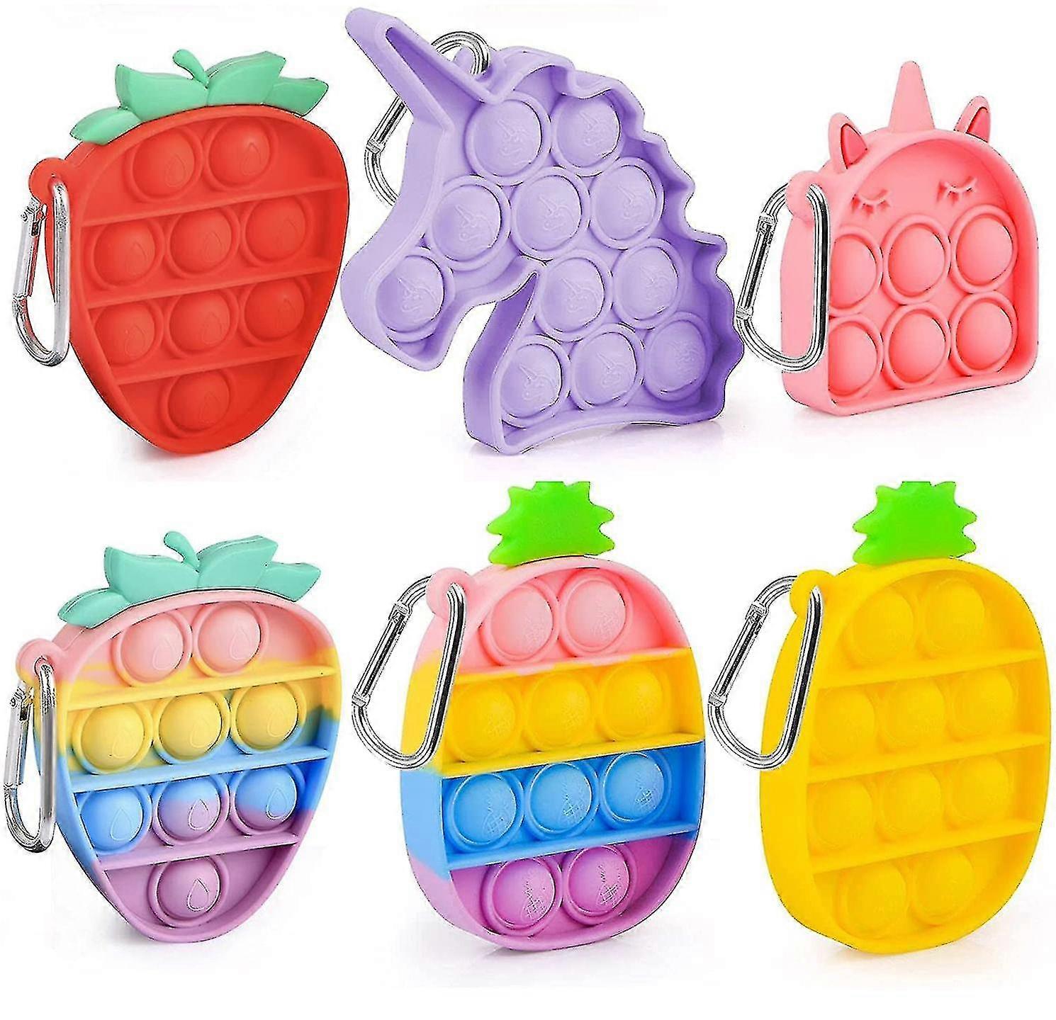 6 Pcs Mini Pop It Keychain Fidget