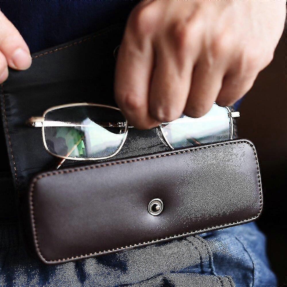 Nouveau haut de gamme ceinture portable en cuir de vachette étui à lunettes hommes portable en cuir lunettes de lecture boîte de rangement téléphone sacs d’outils étuis de transport QBN