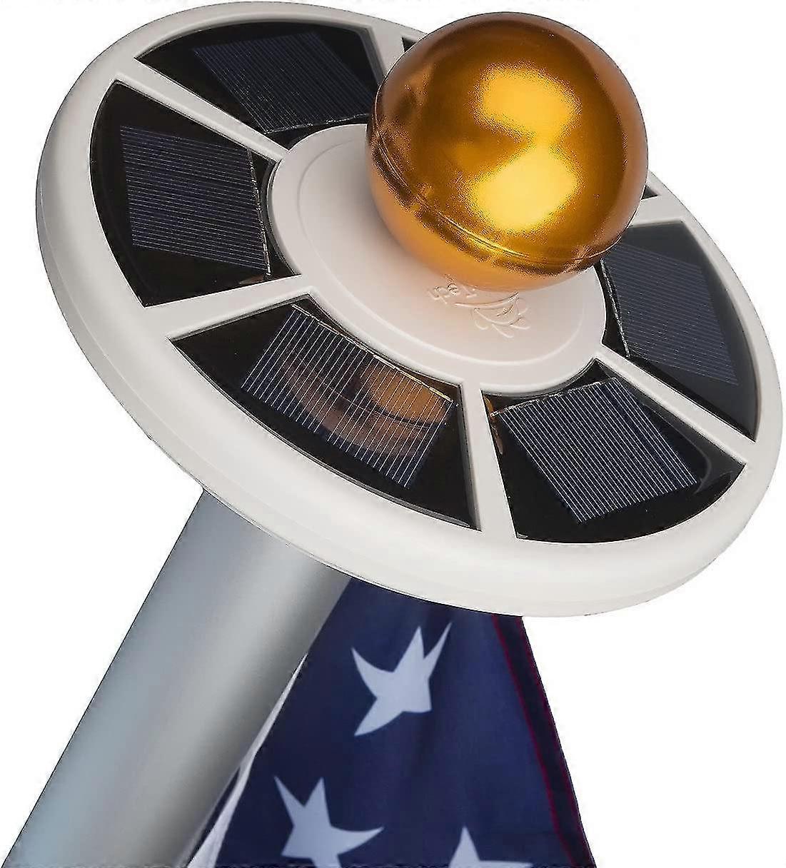 2nd Generation Solar Flag Pole 20led Light, Brightest, Most Powerful, Longest Lasting & Most Flag Coverage, Led Downlight Light Up Flag On Most 15 To