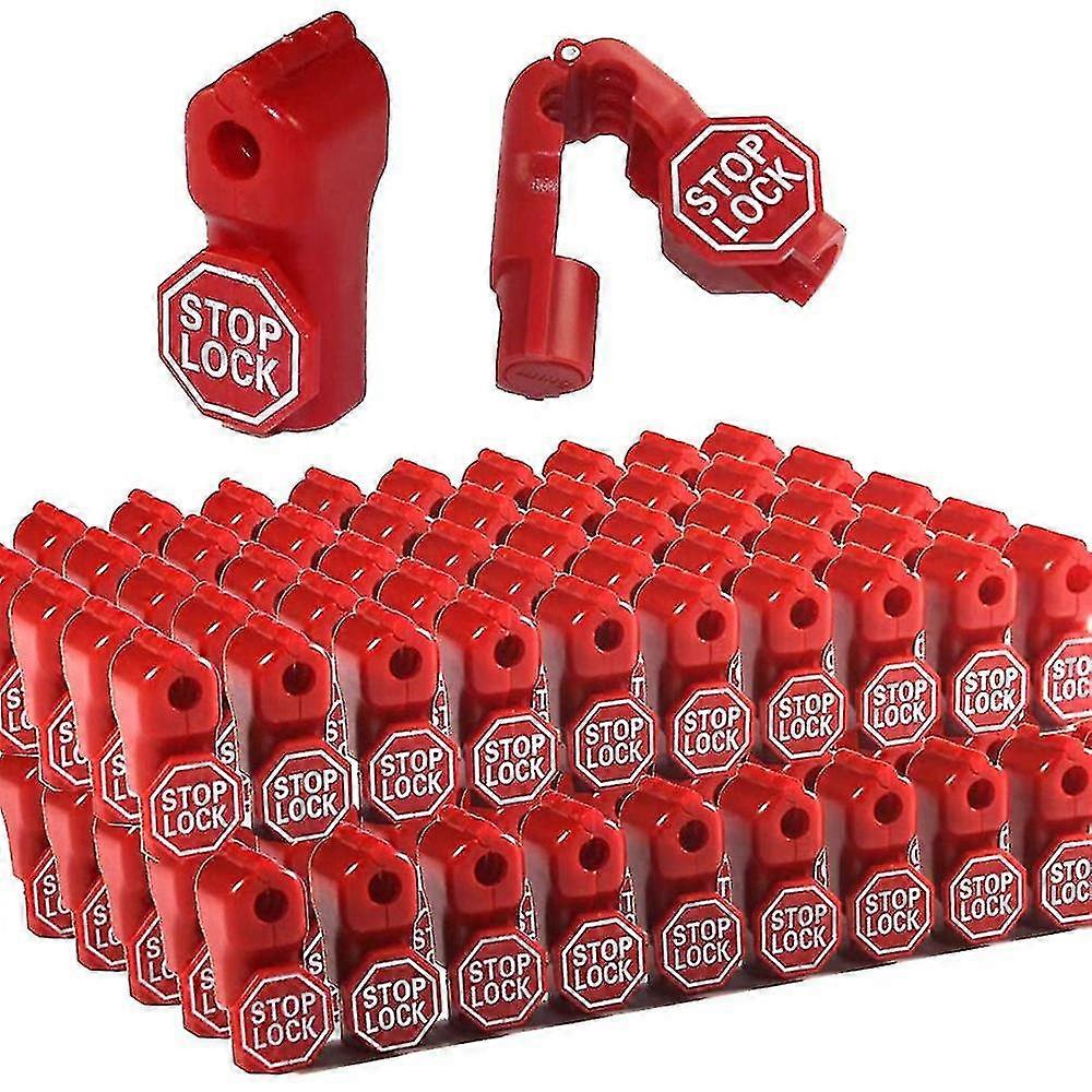 Κλείδωμα Stop Lock 100 τεμάχια Πλαστική κόκκινη κλειδαριά διακοπής Αντικλεπτική κλειδαριά Λιανική καρφίτσα Κλειδαριά ασφαλείας