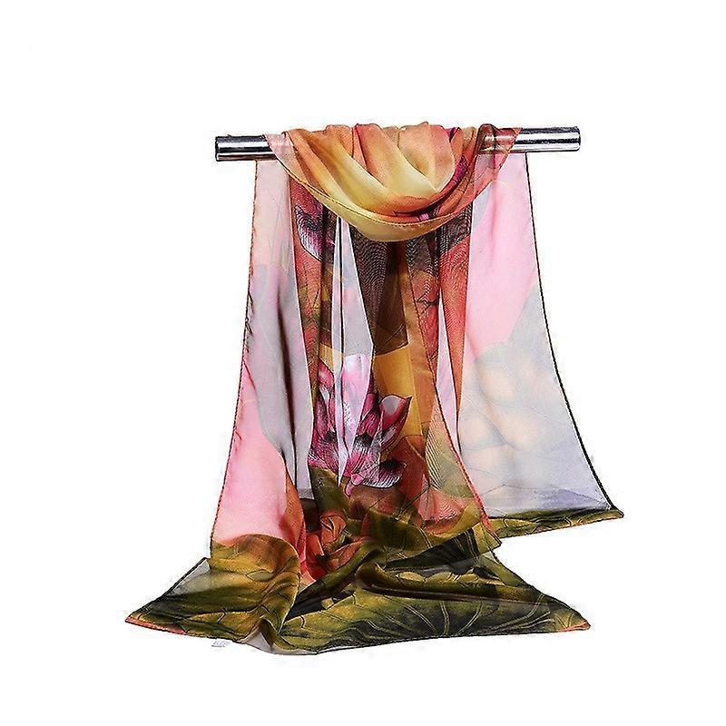 160 * 50 cm Simulare de imprimare de modă Eșarfă cu dungi de șifon de mătase Șal de modă sălbatică Protecție solară Eșarfă florală Eșarfe |Eșarfe pentru femei|