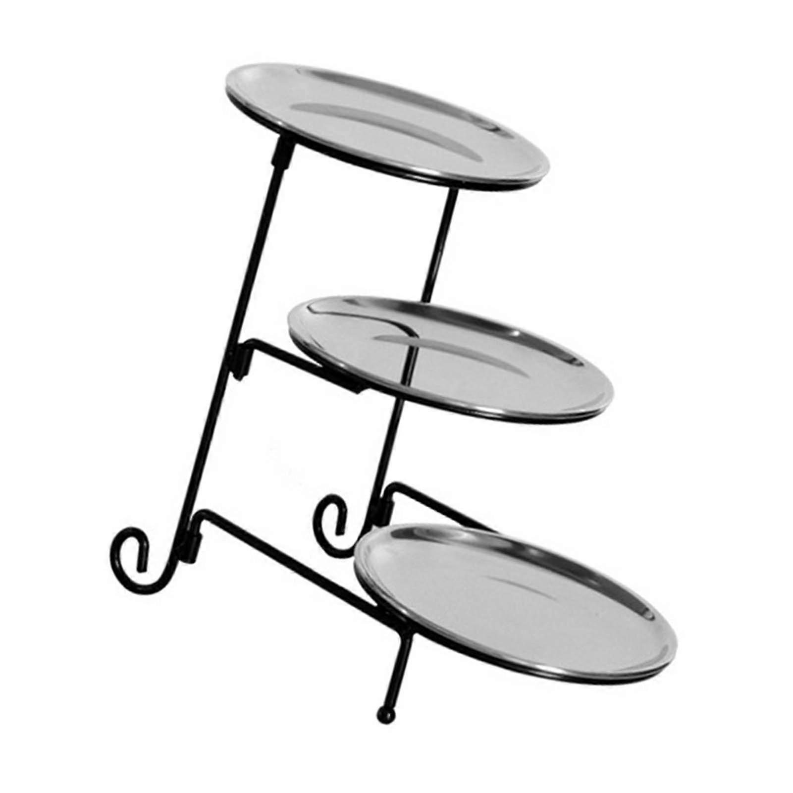 Stainless Steel Three-Layer Fruit Snack Storage Basket - Modern Multi-Layer Fruit Basket Silver