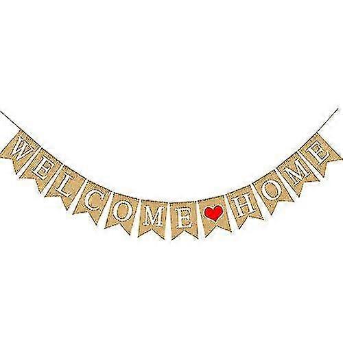 Welcome Home Banner Bunting, 3m Rustic Burlap Bunting Banner, Welcome Home Decoration Family Party Banner