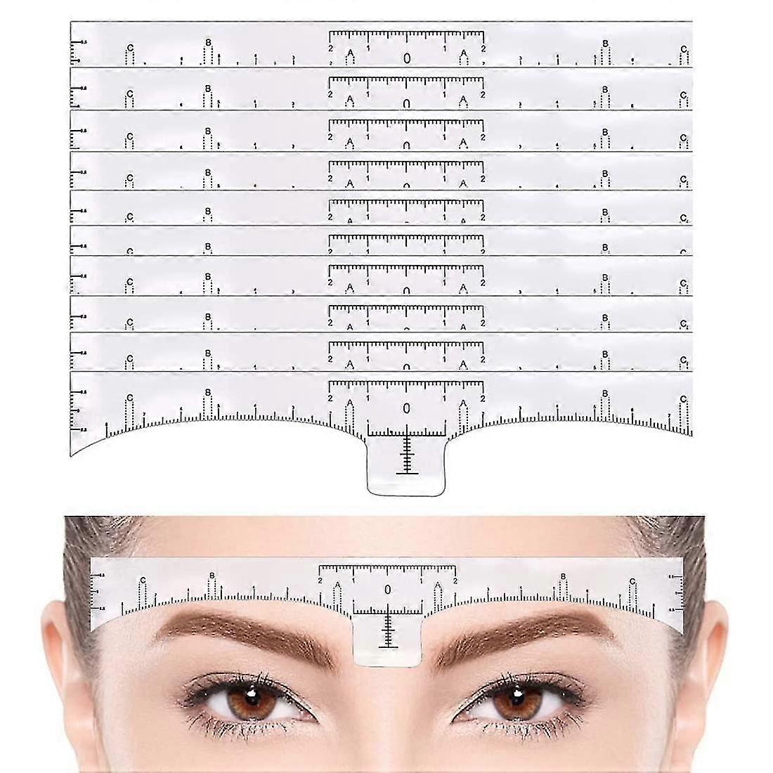 10pc Eyebrow Ruler,  Disposable Brow Ruler Microblading Adhesive Eyebrow Sticker Stencil Guide Measuring Tool