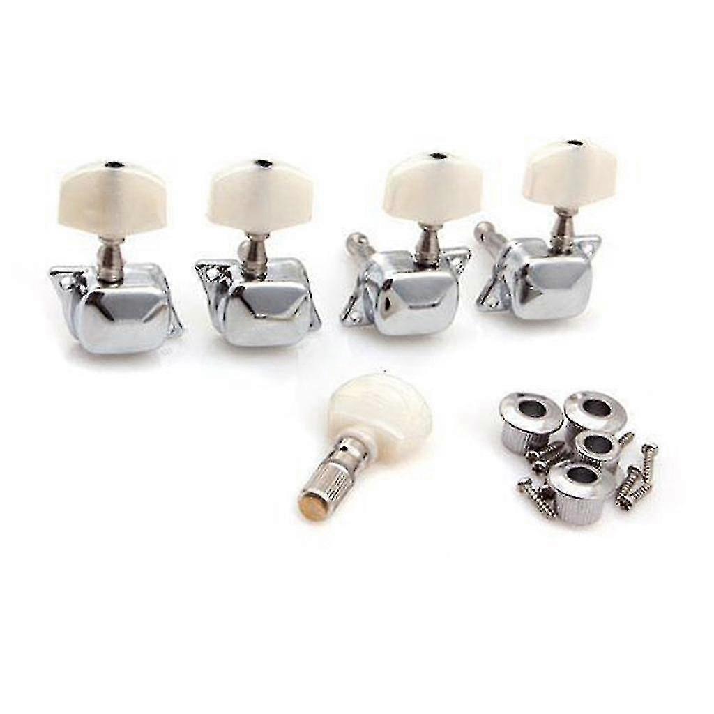Semi-closed Banjo Tuning Pegs Tuners Machine Heads Silver-Yvan