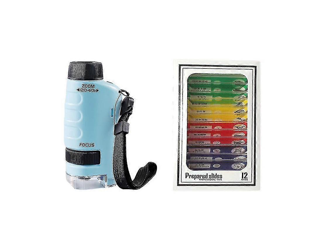Kids Science Microscope Toy Kit 60-120x Educational Mini Pocket Handheld Microscope With Led Light
