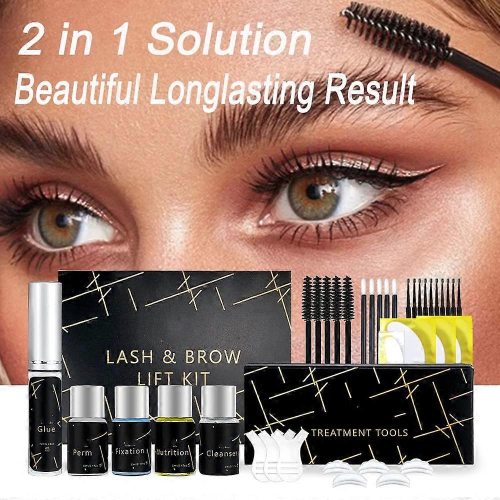 Lash Lifting Kit Wimperndauerwelle Kit, 2 in 1 Curling Wimpernwelle Wimpernverlängerung Set Brow Lift Laminierungsset für zu Hause oder im Salon