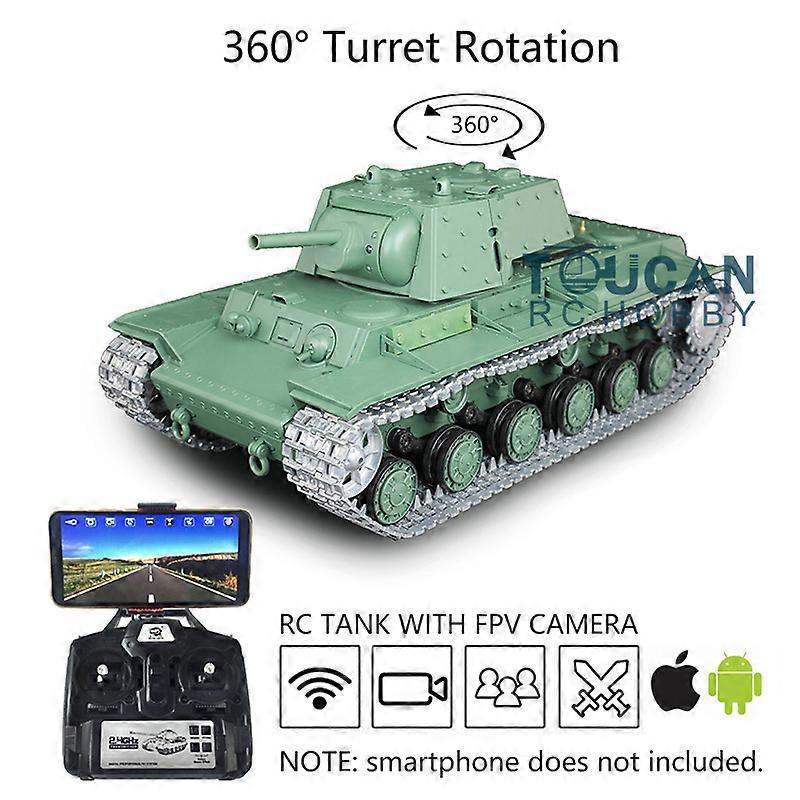 1/16 Scale TK7.0 Upgraded Version Soviet KV-1 RC Tank RTR Model 3878 360 Turret FPV Camera 1800mah Battery Charger