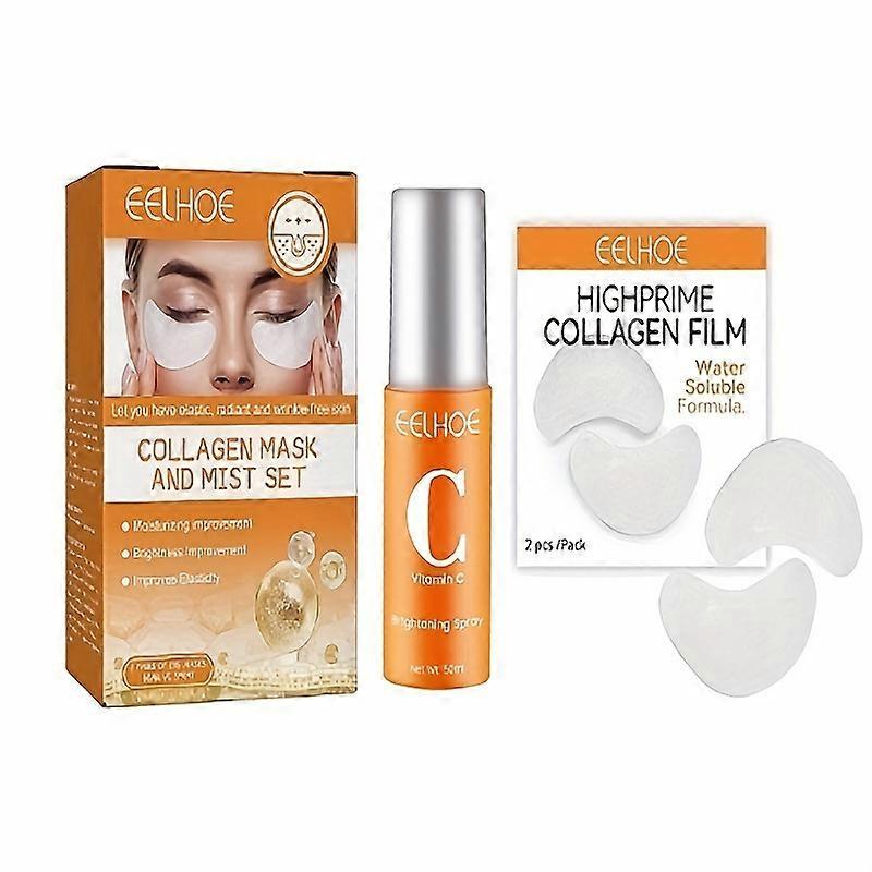 Ensemble de spray de masque pour les yeux au collagène, hydrate et hydrate la peau, Masque de soin des yeux à l’acide hyaluronique