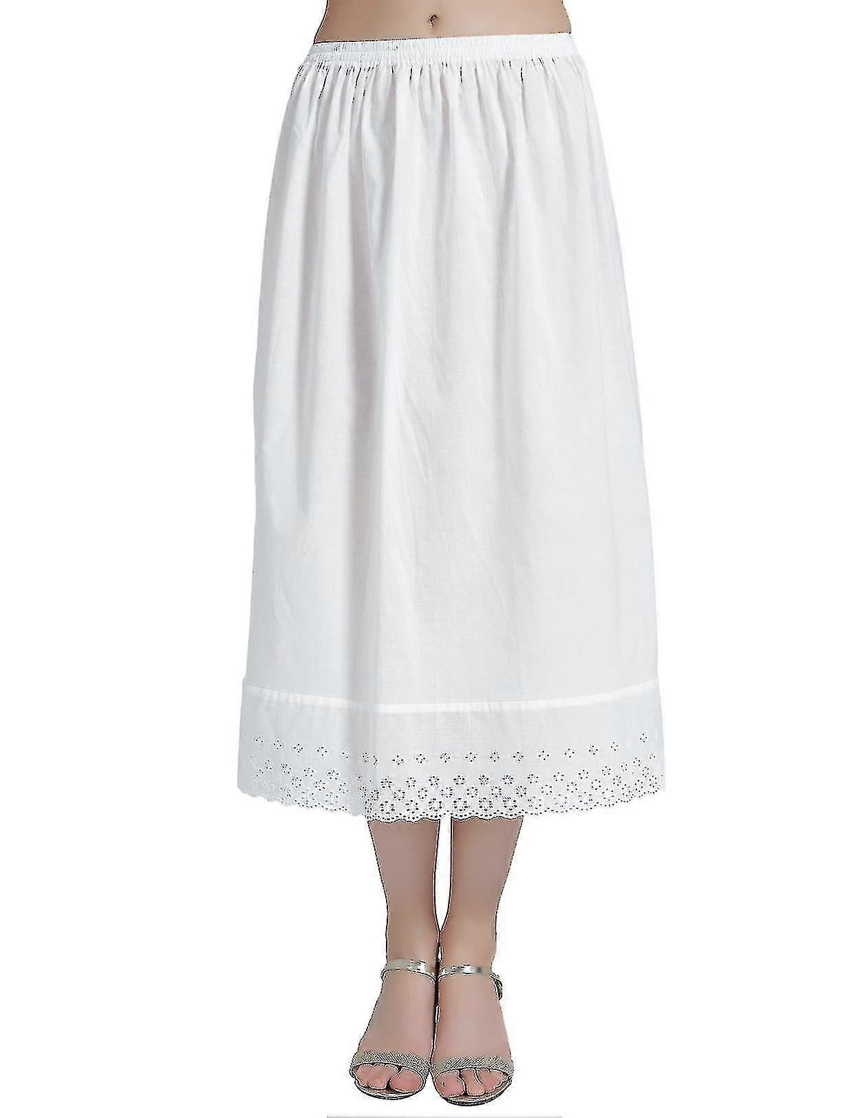100% Cotone Mezza Slip Sottogonna Gonna Vintage Extender Con Ricamo In Pizzo HJ