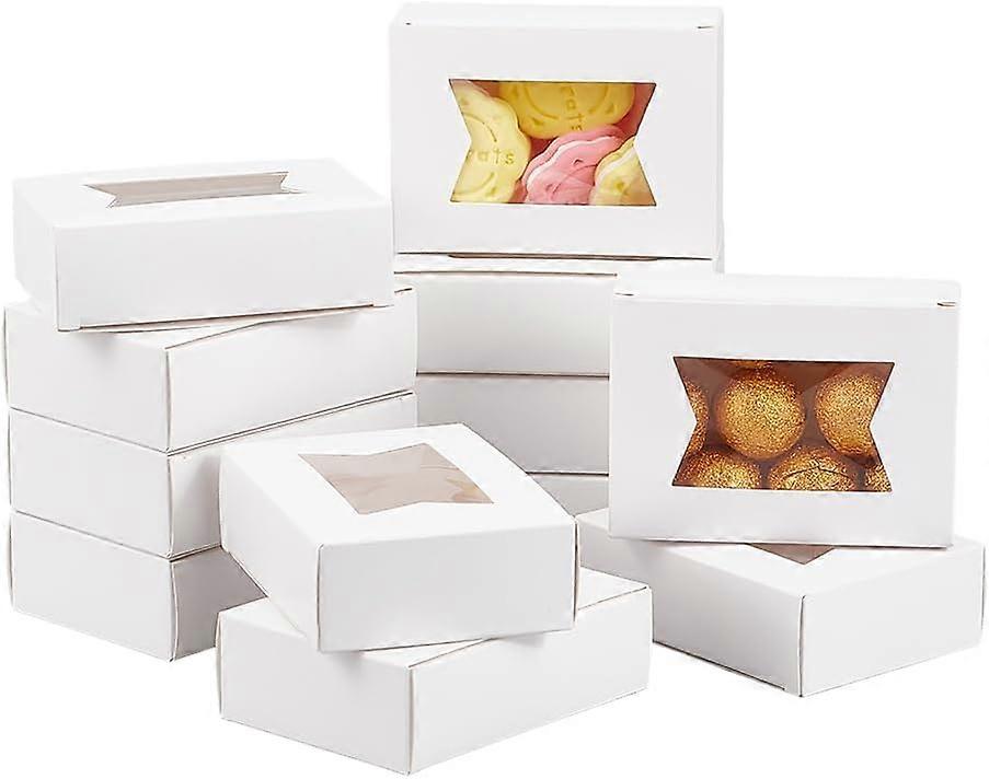 Rectangle Folding Paper Storage Boxes Gift Case with Visible PVC Window White 9.5x7x2.8cm window: 37x61mm