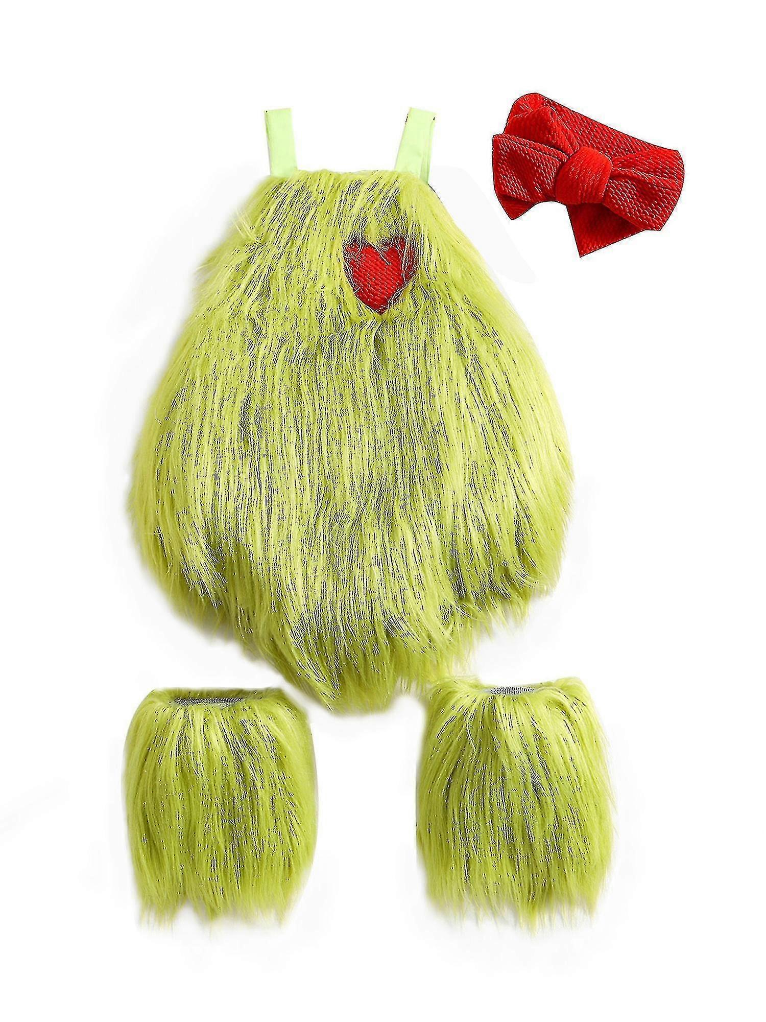 Il bambino che ha rubato il vestito di Natale Neonati Ragazze Natale Verde Mostro Peloso Costume Vestiti Set Banmo Stile 6 12-18 Months
