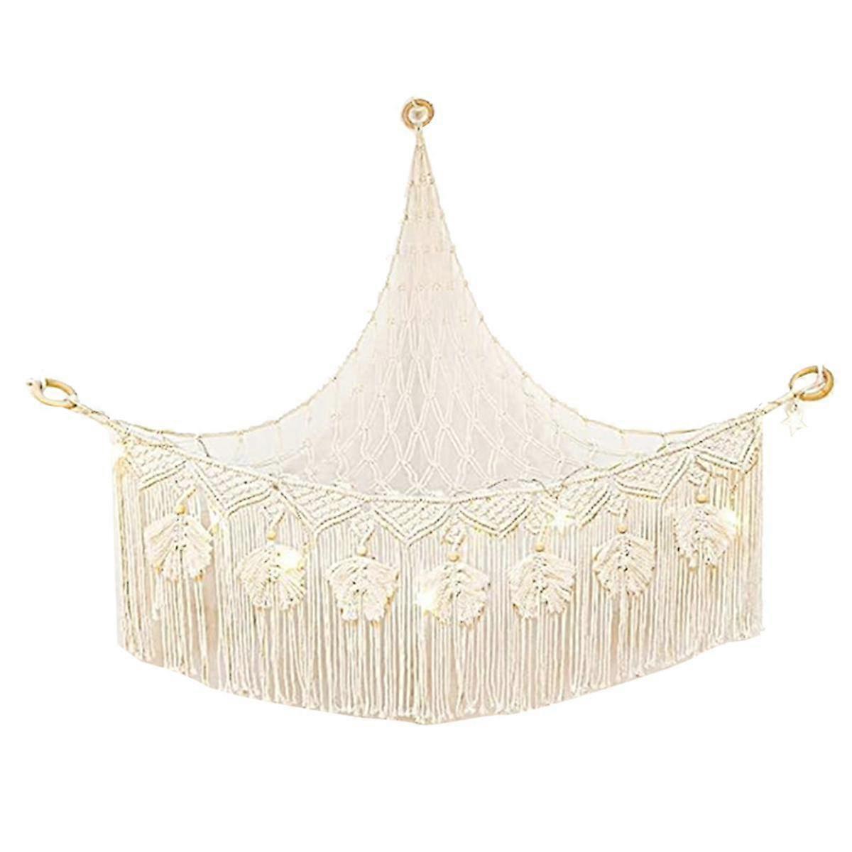 Macrame Stuffed Animal Toy Net Hammock, Small Plushies Boho Storage for Nursery, Corner Wall Hanging Organizer for Kid