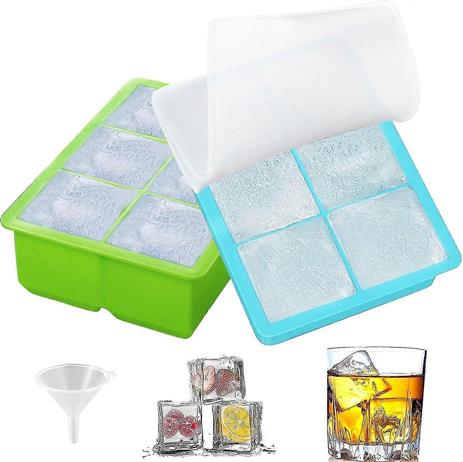 2 Pack Large Silicone Ice Cube Trays with Lid, 12 Holes Easy-Release Flexible Ice Cube Moulds, BPA Free, Food Grade, Reusable Square Ice Cube Molds