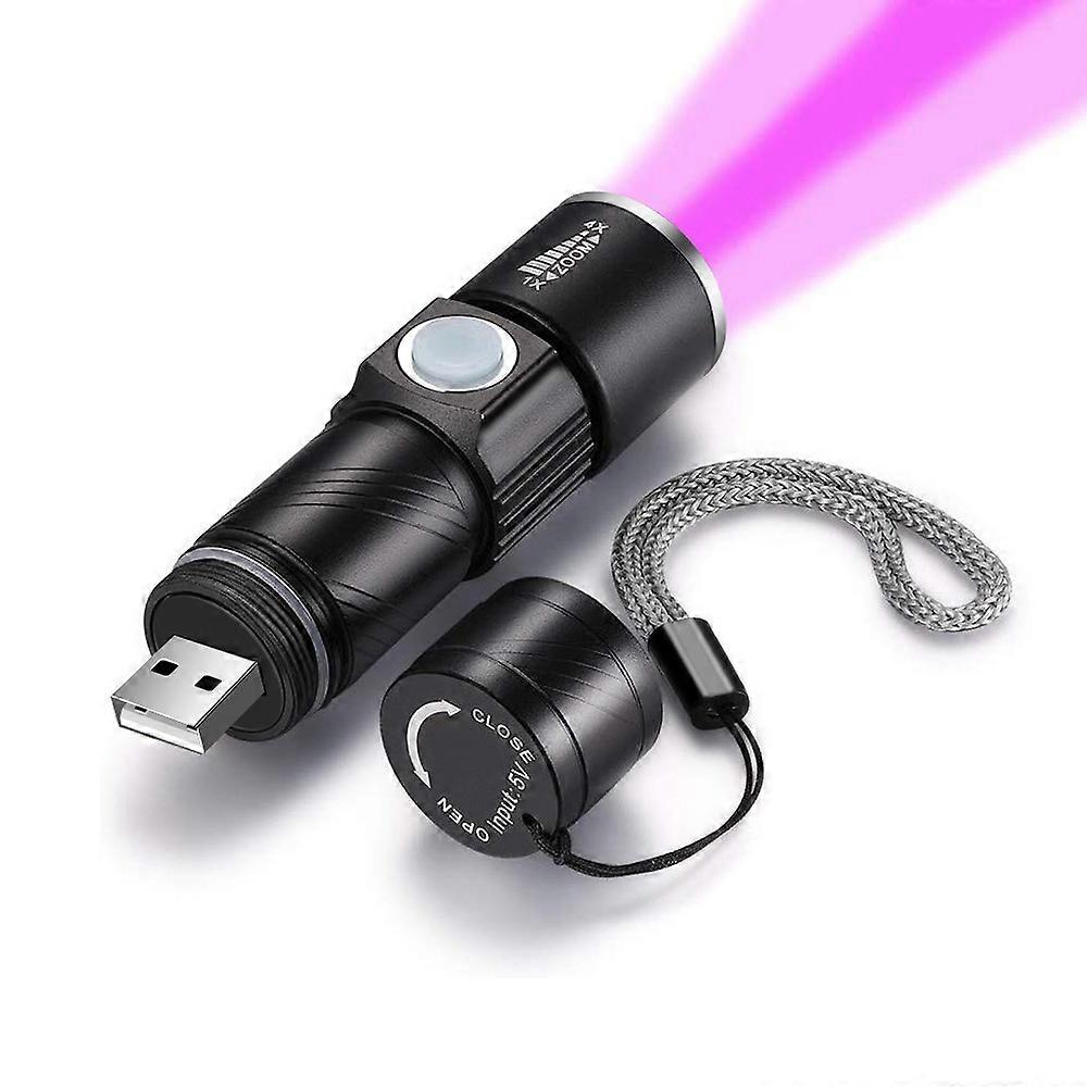 UV Lamp USB Rechargeable 3 Mode 365nm Ultraviolet Mini UV LED Flashlight Fluorescent Jade Money Detector UV Curing Light UV LED