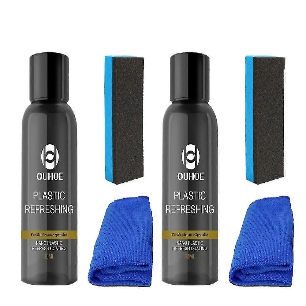 2pcs Car Plastic Revitalizing Coating Agent Refreshing Refurbish For Auto Part