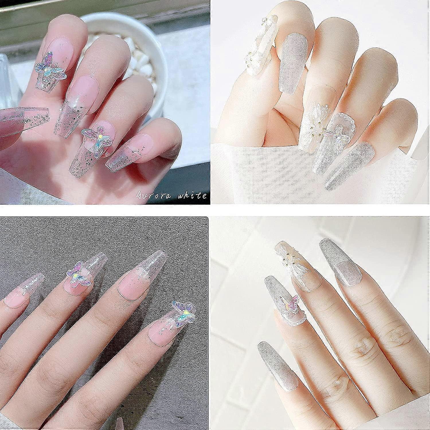 15 Stück Mini Schmetterling Nail Charms – Zirkon Strass In Weiß, Rosa, Champagner, Für Nail Art