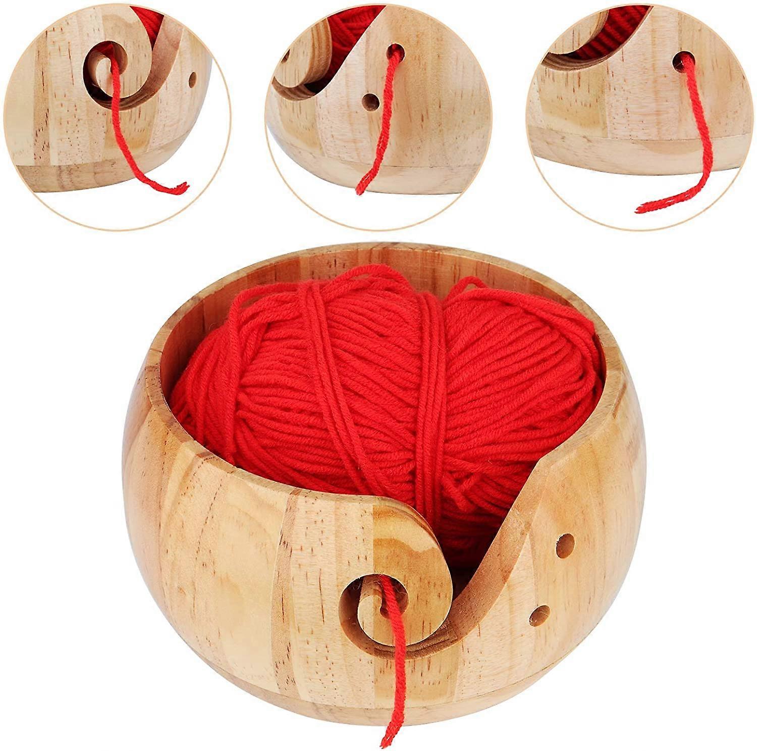 Phicus Bol En Bois Pour Fil à Tricoter Crochet Dentelle 0,6 Kg