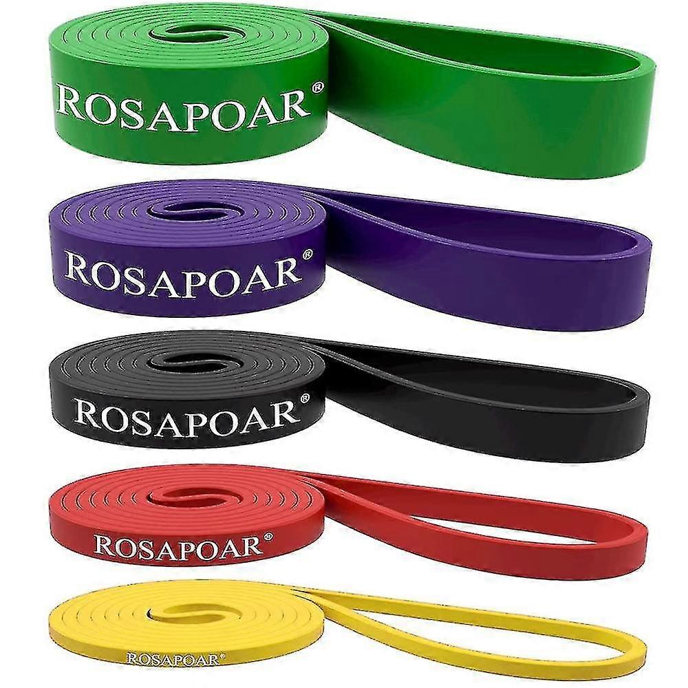 Set Of 5 Pull Up Resistance Bands Assist Exercise Workout Band Set For Fitness Strength Weightlifting And Powerlifting- Stretch Mobility Assistance Ba