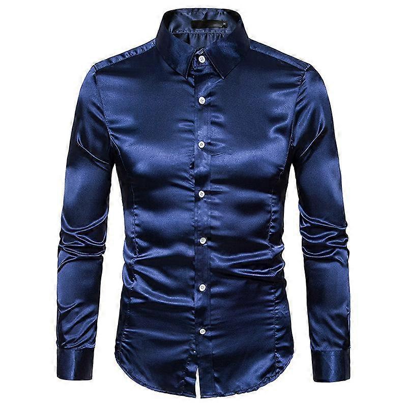 Men's Shiny Satin Dance Prom Shirts